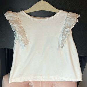 Jacadi Paris Cotton White Ruffle T-shirt for Girls Size 6